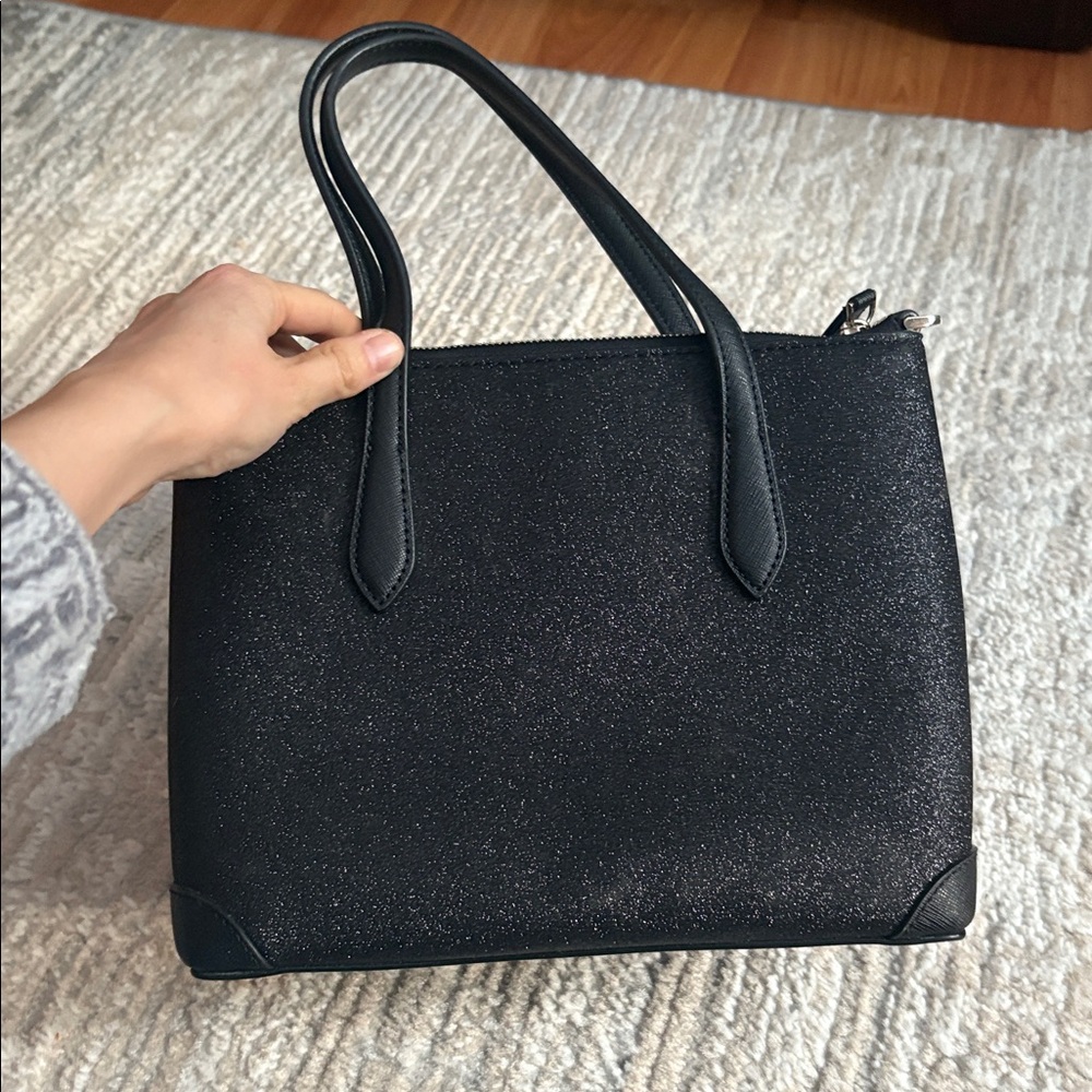 Kate Spade Shimmery Glitter Top Zip Satchel Purse with Crossbody strap - Picture 6 of 11